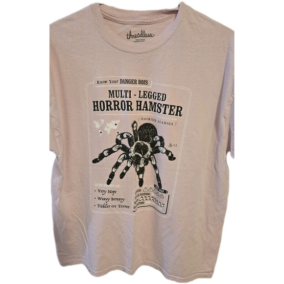 Threadless Other - Threadless Horror Hamster Spider Graphic T Shirt XL Funny Novelty Tee Pink